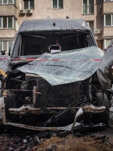 Severely damaged vehicle after a car accident