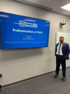 FSTN attorney Caleb Fleschner presenting at his Learning Lab at Indiana State University