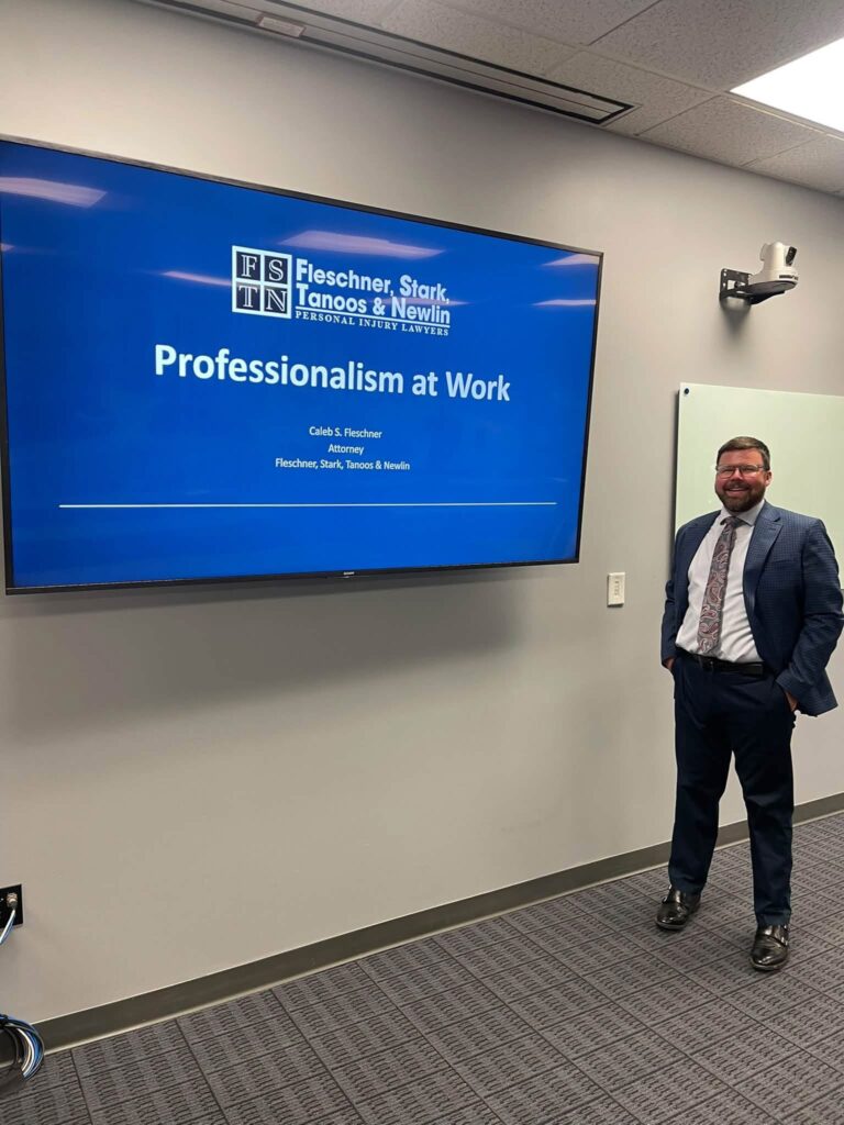 FSTN attorney Caleb Fleschner presenting at his Learning Lab at Indiana State University